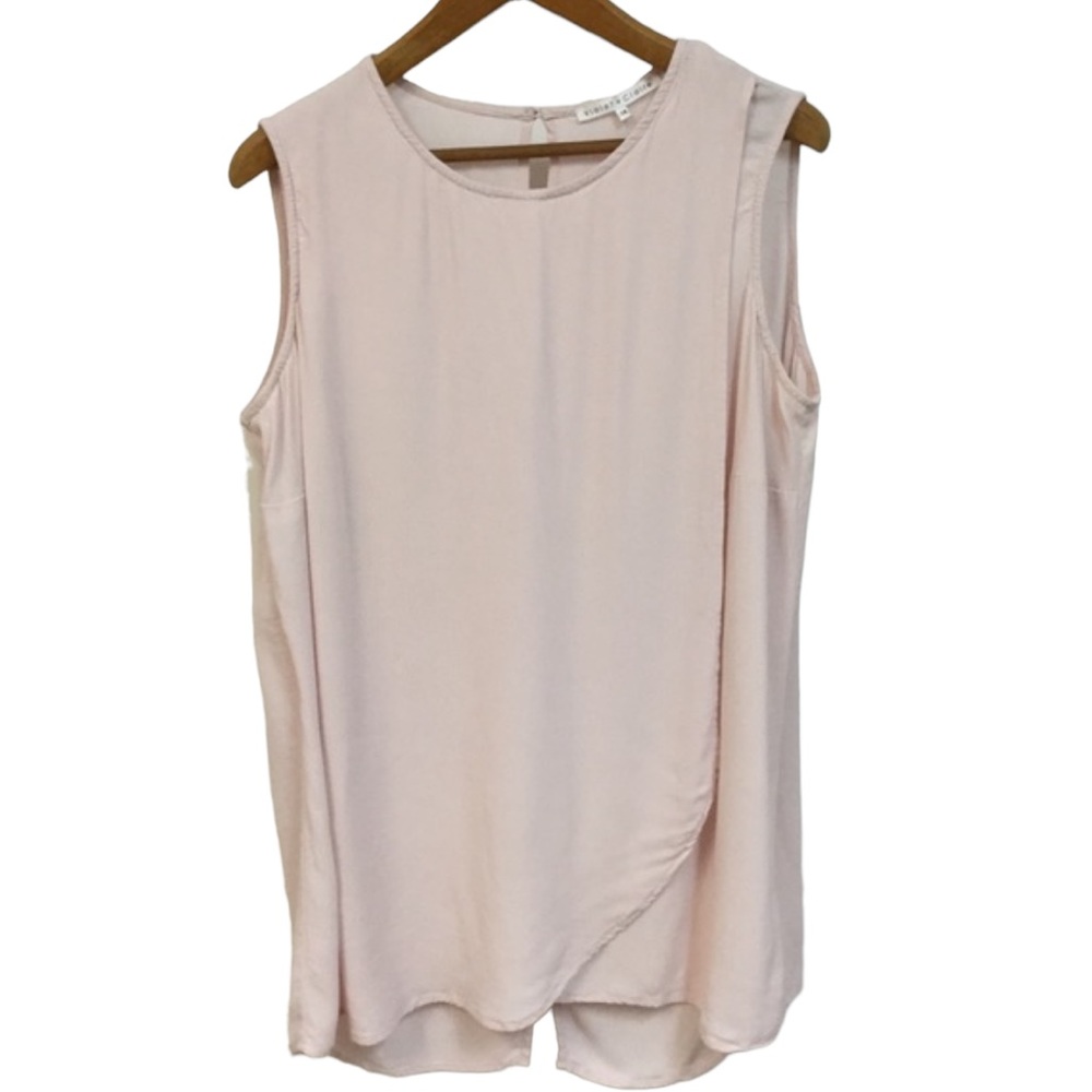 VIOLET & CLAIRE sz 1X Blouse Layered Sleeveless Light Pink